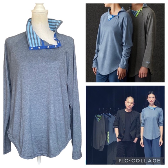 Jason Wu Women's Eva Air Blue Side Collar Snap Pullover Lounge Top M - Picture 1 of 13
